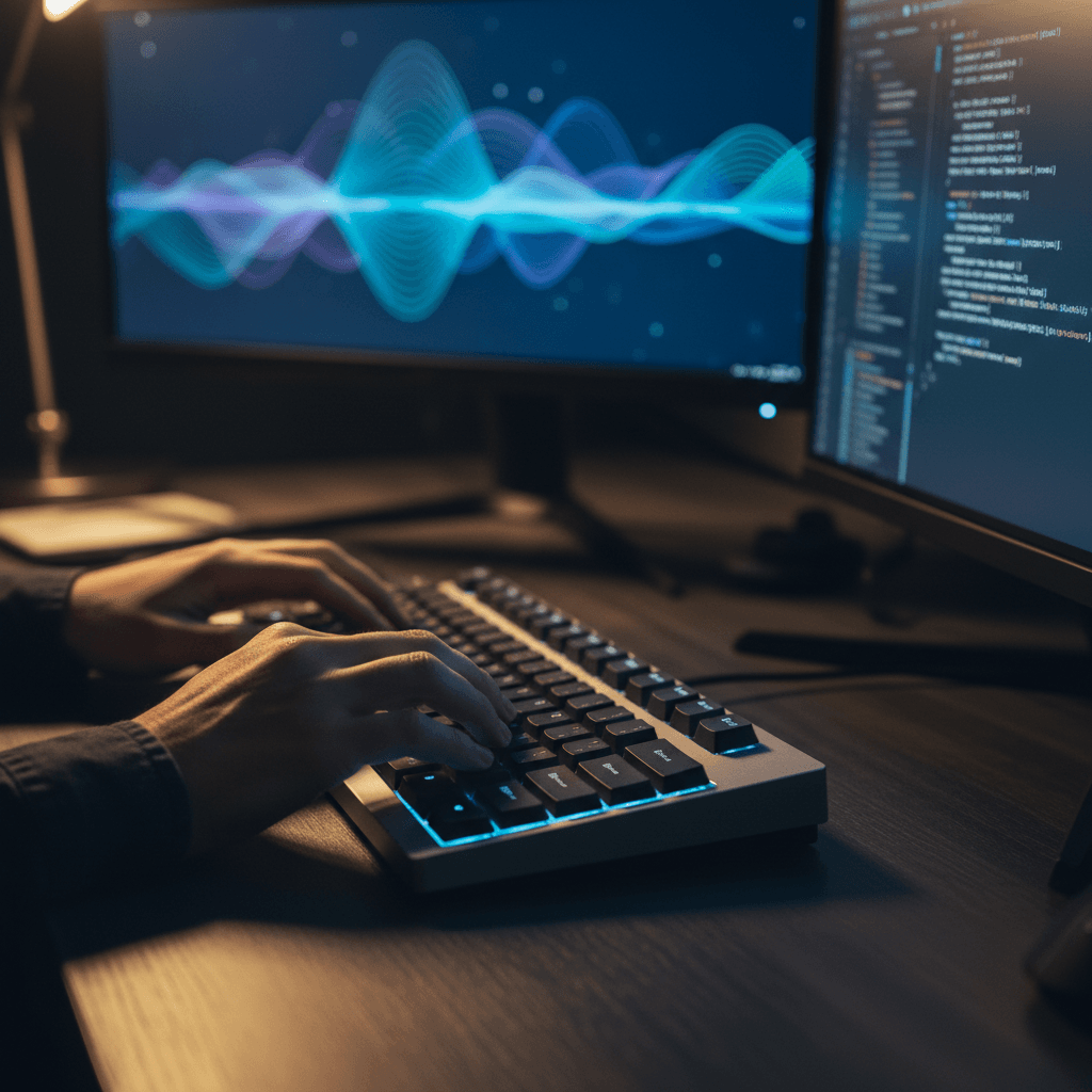 Developer typing on a mechanical keyboard